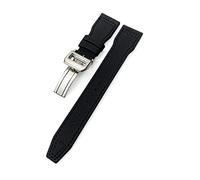 JUANZD Correa de reloj de nylon de cuero de cuero de piel de ternero de 20/12/22 mm compatible con IWC Piloto Spitfire Mark18 Portofino Top IW3777 Correa de reloj(Black Silver-Fold,22mm)