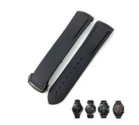JUANZD Correa de reloj de silicona con extremo curvo de 20 mm, 19 mm, 21 mm y 22 mm compatible con correas GT 2 Galaxy Watch 3 y 4 Omega Seamaster(Black-black,19mm)