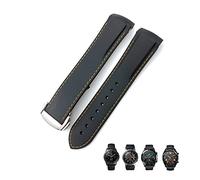 JUANZD Correa de reloj de silicona con extremo curvo de 20 mm, 19 mm, 21 mm y 22 mm compatible con correas GT 2 Galaxy Watch 3 y 4 Omega Seamaster(Black orange-silver,22mm)