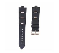 JUANZD Correa de reloj de silicona de 22mm y 25mm, accesorios compatibles con DP42C14SVDGMT, correa de goma convexa de 8mm, pulsera for hombres y mujeres(Black and rose gold,25mm)