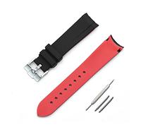 JUANZD Correa de reloj de silicona de doble color 20 mm 22 mm de extremo curvo a prueba de agua Reloj de goma Reemplazo compatible con accesorios de relojes Omega(8,20mm)