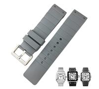 JUANZD Correa de reloj de silicona suave de 23 mm resistente al agua y de goma compatible con pulseras de reloj de pulsera con hebilla de aguja de tanque Santos for hombre(Grijs)
