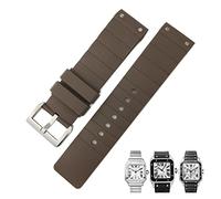 JUANZD Correa de reloj de silicona suave de 23 mm resistente al agua y de goma compatible con pulseras de reloj de pulsera con hebilla de aguja de tanque Santos for hombre(Bruin)