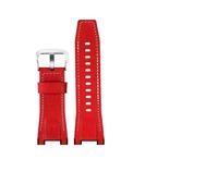 JUANZD Correa de reloj for GST-S100G / S110 / S130L / W100G / W110 / 210B / 400G / 410/pulsera de cuero de 26 * 14mm for hombre(Red white silver)