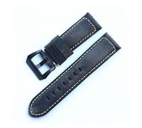 JUANZD Correa de reloj hecha a mano retro de 22 mm, 24 mm, 26 mm, color gris ahumado, de cuero Crazy Horse, reemplazable, compatible con PAM Panera, correa de reloj(With black buckle,26mm)