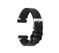 JUANZD Correa de reloj impermeable a prueba de sudor de 18mm 20mm 22mm correa de reloj de cuero transpirable porosa con acero inoxidable(Schwarz,20mm)