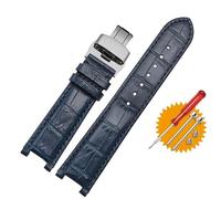 JUANZD Correa de reloj Leatehr 20 * 11mm 20 * 12mm 22 * 13mm Compatible con GC Guess Car-tier PASHA W3108/HPI004 correa de reloj pulsera con hebilla de mariposa(Blue Blue-silver,20mm-12mm)
