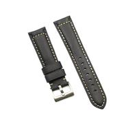 JUANZD Correa de reloj resistente Retro, pulsera de repuesto de correa de reloj de cuero de Color negro de 20mm y 22mm for marcas de relojes(Yellow line,22mm)