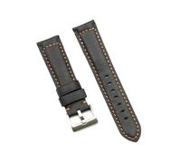 JUANZD Correa de reloj resistente Retro, pulsera de repuesto de correa de reloj de cuero de Color negro de 20mm y 22mm for marcas de relojes(Orange line,20mm)