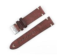 JUANZD Correa de reloj Retro hecha a mano, correa de cuero de 18, 20, 22 y 24mm, pulsera negra, roja y azul, hebilla de Metal(E,20mm)