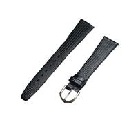 JUANZD Correa de reloj vintage de piel de becerro con relieve de lagarto, fina y suave, de 12 mm, 14 mm, 16 mm, 18 mm, 19 mm, 20 mm y 21 mm((Black) silver buckle,20mm)