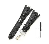 JUANZD Correa de silicona for reloj AP Aibi Royal Oak Series, accesorios de correa de reloj de cuero, pulsera masculina especial de doble muesca de 28mm(Black-Steel-Z1)