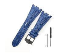 JUANZD Correa de silicona for reloj AP Aibi Royal Oak Series, accesorios de correa de reloj de cuero, pulsera masculina especial de doble muesca de 28mm(Blue-Black-K13)