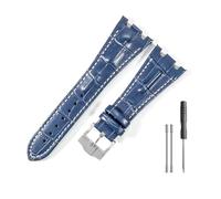JUANZD Correa de silicona for reloj AP Aibi Royal Oak Series, accesorios de correa de reloj de cuero, pulsera masculina especial de doble muesca de 28mm(Blue white-Steel-K13)