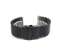 JUANZD Correa milanesa de acero inoxidable de 18 mm, 20 mm, 22 mm y 24 mm con hebilla plegable de metal macizo for hombre, pulsera de repuesto, accesorio for reloj(Schwarz,20mm)