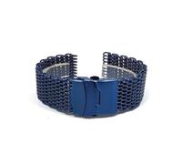 JUANZD Correa milanesa de acero inoxidable de 18 mm, 20 mm, 22 mm y 24 mm con hebilla plegable de metal macizo for hombre, pulsera de repuesto, accesorio for reloj(Blue,18mm)