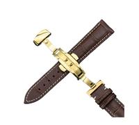 JUANZD Correas 18 mm 20 mm 22 mm 24 mm banda de cuero de becerro banda mariposa hebilla correa pulsera accesorios accesorios pulseras(Gold-Brown White,18mm)