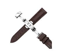 JUANZD Correas 18 mm 20 mm 22 mm 24 mm banda de cuero de becerro banda mariposa hebilla correa pulsera accesorios accesorios pulseras(Silver-Brown,22mm)