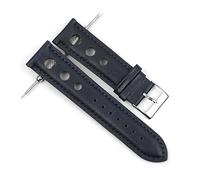 JUANZD Correas de banda de cuero 18 mm 20 mm 22 mm 24 mm Bandillas de café marrón negro for hombres accesorios for reloj(Blue,24mm)