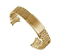 JUANZD Correas de reloj de acero inoxidable macizo con extremo curvo for hombre (18, 19 y 20 mm)(Gold,19MM_NOLOGO)