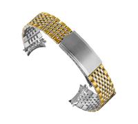 JUANZD Correas de reloj de acero inoxidable macizo con extremo curvo for hombre (18, 19 y 20 mm)(Silver Gold,18MM_NOLOGO)