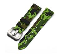 JUANZD Correas de reloj de camuflaje de 20mm, 22mm y 24mm, correa de reloj de goma de silicona Compatible con hebilla Panera de acero inoxidable(Bright Green,24mm)