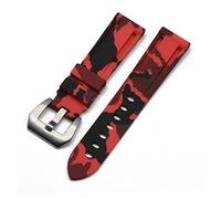 JUANZD Correas de reloj de camuflaje de 20mm, 22mm y 24mm, correa de reloj de goma de silicona Compatible con hebilla Panera de acero inoxidable(Rosso,20mm)