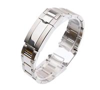 JUANZD Correas de reloj de Metal compatibles con SUBMARINER DAYTONA, correa con cierre plegable for hombre, accesorios de reloj, cadena de pulsera de reloj de acero inoxidable(Silver,20mm)