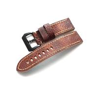 JUANZD Correas de reloj de piel de vaca vintage, reloj adaptable, reloj de montañismo, correa de cuero, correa de hombre 20 22 24 26 MM(Brown Brack buck,26mm)