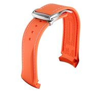 JUANZD Correas de reloj de silicona de goma de 20 mm, 22 mm, 19 mm y 21 mm con extremo curvo compatibles con relojes Omega AT150 SeaMaster 007 compatibles con correas de reloj de marca(Orange white si