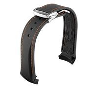 JUANZD Correas de reloj de silicona de goma de 20 mm, 22 mm, 19 mm y 21 mm con extremo curvo compatibles con relojes Omega AT150 SeaMaster 007 compatibles con correas de reloj de marca(Black orange si