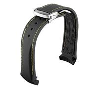 JUANZD Correas de reloj de silicona de goma de 20 mm, 22 mm, 19 mm y 21 mm con extremo curvo compatibles con relojes Omega AT150 SeaMaster 007 compatibles con correas de reloj de marca(Black yellow si