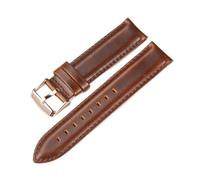 JUANZD Cuero bronceado de aceite 22 mm 20 mm de 18 mm Band de la banda Reloj Relling Band Brown for Men Women Compatible con Fossil(Dark brown-Rosegold,22mm)