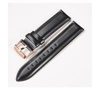 JUANZD Cuero bronceado de aceite 22 mm 20 mm de 18 mm Band de la banda Reloj Relling Band Brown for Men Women Compatible con Fossil(Black-Rosegold,22mm)