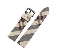 JUANZD Cuero de patrón a cuadros +PU Correa 12 14 16 18 20 20 mm Pulsera marrón negro compatible con Burberry BU19384 Cadena de relojes de hombres y mujeres(Rice white blackA,14mm)