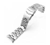 JUANZD Extremos curvos 18 mm 20 mm 22 mm Sólido de acero inoxidable Banda de enlace Pulsera de la muñeca Muñeca Men Carrera Reloj con alfileres(Silver,20mm)