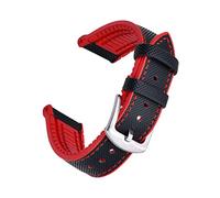 JUANZD Grado de reloj de goma fluorine cuero 20 mm de 22 mm brazalete múltiple banda de vigilancia de color compatible con cada banda de relojes de marca(Black red,20mm)