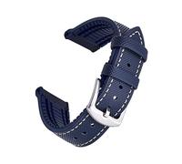 JUANZD Grado de reloj de goma fluorine cuero 20 mm de 22 mm brazalete múltiple banda de vigilancia de color compatible con cada banda de relojes de marca(Navy blue,22mm)
