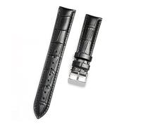 JUANZD Long Size Cow Leather Watchband 18mm 19mm 20mm 22mm 24mm Extra Size Plus Size Watch Strap(L Size Black Silver,18mm)