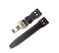 JUANZD Marcas 22 mm de banda de cuero de cuero de cuero de cuero de 22 mm de color marrón oscuro compatible con IWC Big Pilot Rivet Dessplement Clopp Watch Store Pulsera(Brown silver clasp)