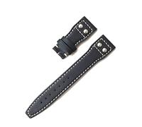 JUANZD Marcas 22 mm de banda de cuero de cuero de cuero de cuero de 22 mm de color marrón oscuro compatible con IWC Big Pilot Rivet Dessplement Clopp Watch Store Pulsera(Black no clasp)