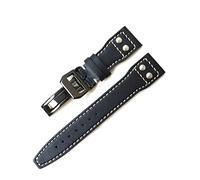 JUANZD Marcas 22 mm de banda de cuero de cuero de cuero de cuero de 22 mm de color marrón oscuro compatible con IWC Big Pilot Rivet Dessplement Clopp Watch Store Pulsera(Black black clasp)