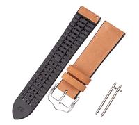 JUANZD Menores de cuero Mujeres Silicona de goma de goma impermeable Banda de reloj transpirable Accesorios de reloj de hebilla 18 20 22 mm(Smooth Brown,22mm)