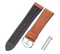 JUANZD Menores de cuero Mujeres Silicona de goma de goma impermeable Banda de reloj transpirable Accesorios de reloj de hebilla 18 20 22 mm(Dark Brown,20mm)