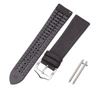 JUANZD Menores de cuero Mujeres Silicona de goma de goma impermeable Banda de reloj transpirable Accesorios de reloj de hebilla 18 20 22 mm(Smooth Black,20mm)