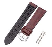 JUANZD Menores de cuero Mujeres Silicona de goma de goma impermeable Banda de reloj transpirable Accesorios de reloj de hebilla 18 20 22 mm(Bruin,18mm)