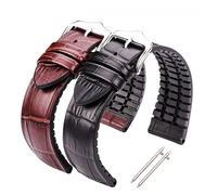 JUANZD Menores de cuero Mujeres Silicona de goma de goma impermeable Banda de reloj transpirable Accesorios de reloj de hebilla 18 20 22 mm(Red Brown,18mm)