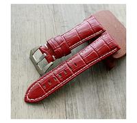 JUANZD Mira accesorios de moda Red Watchband 22 mm de 24 mm 26 mm Crocodile Patrón de cocodrilo Reloj de cuero Compatible con Pam PAM359 Pulsera(24mm Red,With silver buckle)