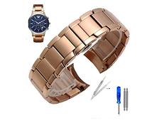 JUANZD Mira bandas de acero inoxidable compatible con Armani AR2452 AR2453 AR2448 Mira Strap Watchband Butterfly Buckle Scrub Negro Silver Rose Gold(2)