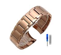JUANZD Mira bandas de acero inoxidable compatible con Armani AR2452 AR2453 AR2448 Mira Strap Watchband Butterfly Buckle Scrub Negro Silver Rose Gold(2)